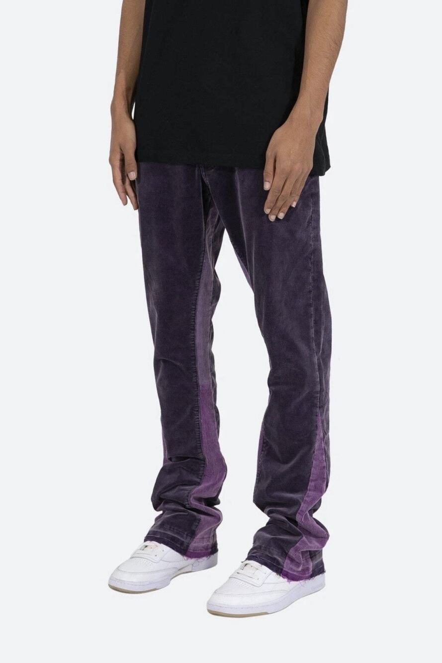 MNML Pants Mens 30 Purple Corduroy Denim Y2K 5 Pocket Design Flared B428 NWT